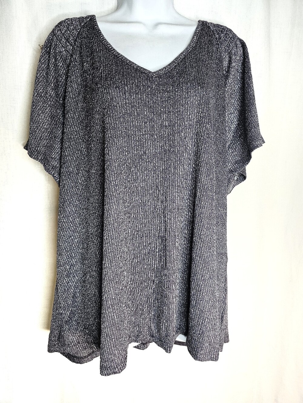 Nwt Lane Bryant 18/20 Silver Metallic Ribbed Top